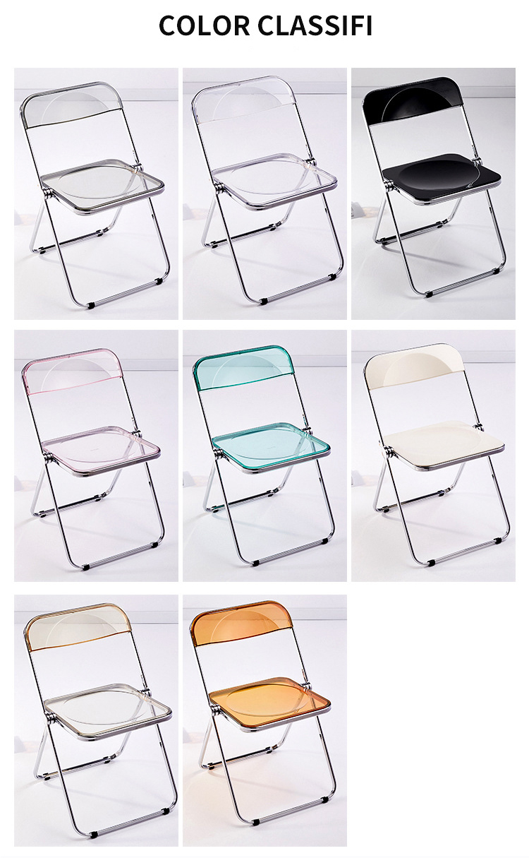 Custom Logo Clear Plastic Folding Chair for Garden Restaurant Cafe Wedding Banquet Even