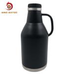 Stainless Steel Vacuum Insulated Growlers , Black 2L Screw Top Growler Double