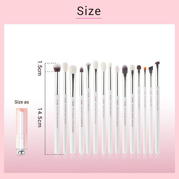 Jessup 15pcs Pearl White/Silver Aluminium Ferrule Eyeshadow Eyebrow Shader Makeup Brush Set T237