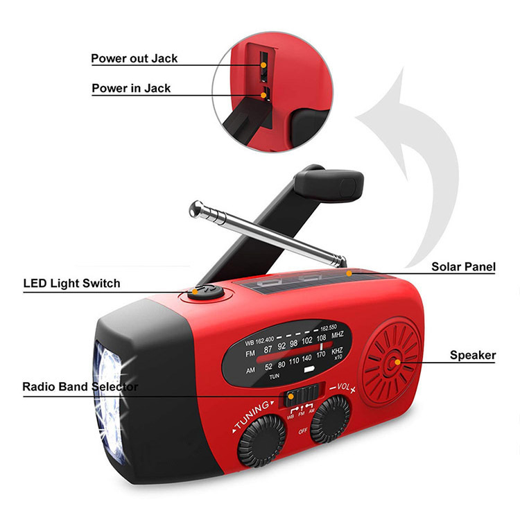 Multifunctional Emergency Solar Hand Crank Radio With USB Internet