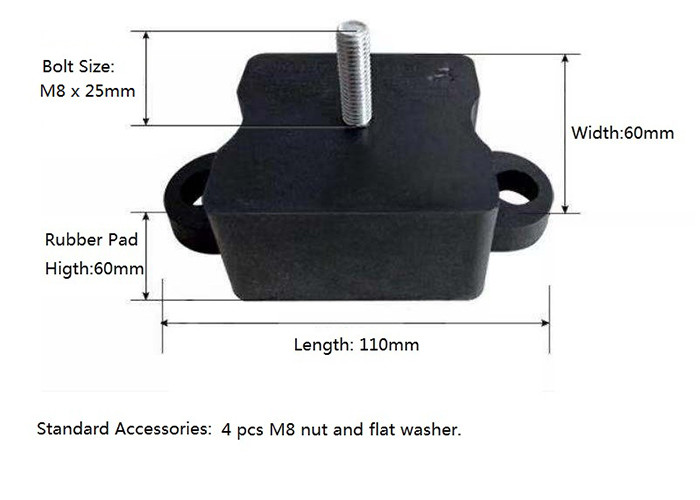 ISO9001 Anti Vibration Mounting Pads HVAC AC Black Rubber Foot