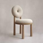 Oak Wooden Cashmere Dining Chairs Lamb Velvet For Modern Office