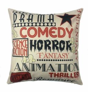 China Home Decorative Movie Theater Cinema Personalized Cushion Covers Cotton Linen Pillow Covers Throw Pillow 18'' 18'' wholesale