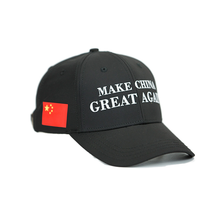 Promotional Flat Embroidery Baseball Caps 6 Panel Black Color ISO9001