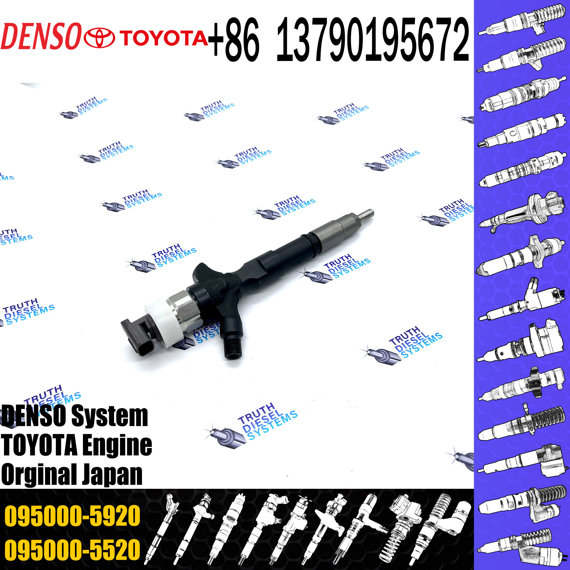 Common Rail Injector 23670-30110 095000-6180 095000-5920 for Diesel Engine 1KD-FTV