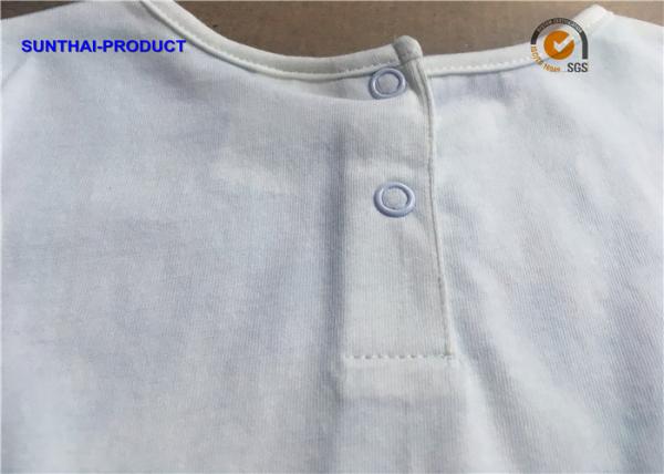 Stylish Plain Infant T Shirts , Screen Print Back Placket Baby White Long Sleeve Shirt