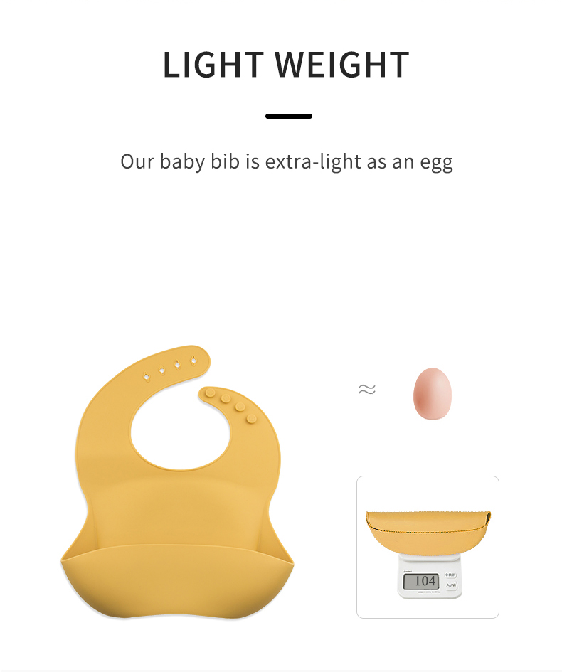 4 Buttons BPA Free Silicone Baby Bib Waterproof Soft Durable Adjustable