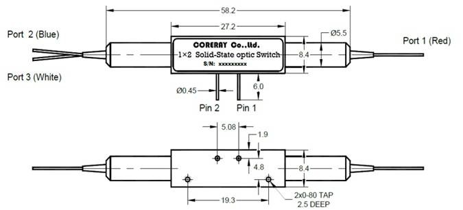 Low Crosstalk Fiber Optic Switch , 1x2 Optical Switch Solid State Wavelength Range Free