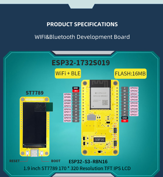 1.9 Inch 170x320 IPS TFT Display Module LCD Monitor LVGL WIFI Bluetooth