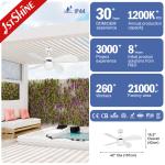 IP44 Waterproof Outdoor Ceiling Fan with Light Metal Lamp Body Material from