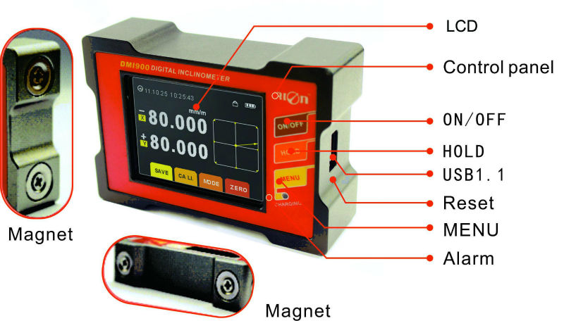 Mini Digital Protractor Inclinometer Angle Meter 360 degree Slope Angle Upright Magnet sensor