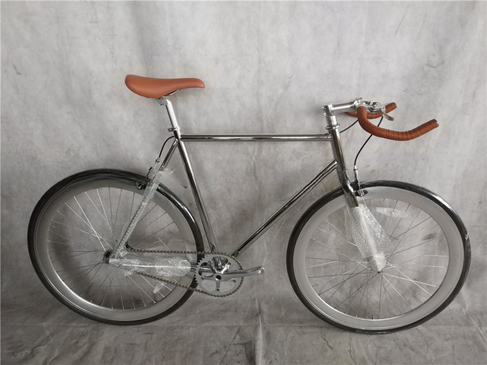 58cm 60cm White Frame Red Rim 700c Single Speed Fixie Fixed Gear Bike Double V Brake