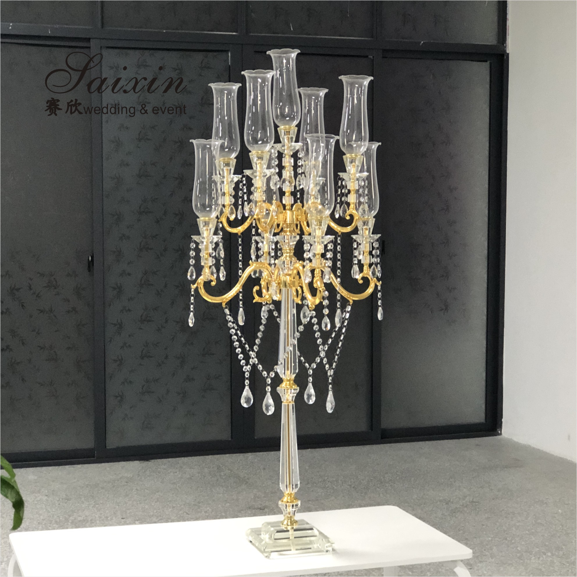 ZT-407V Wholesale event decoration oval support crystal chandelier centerpieces