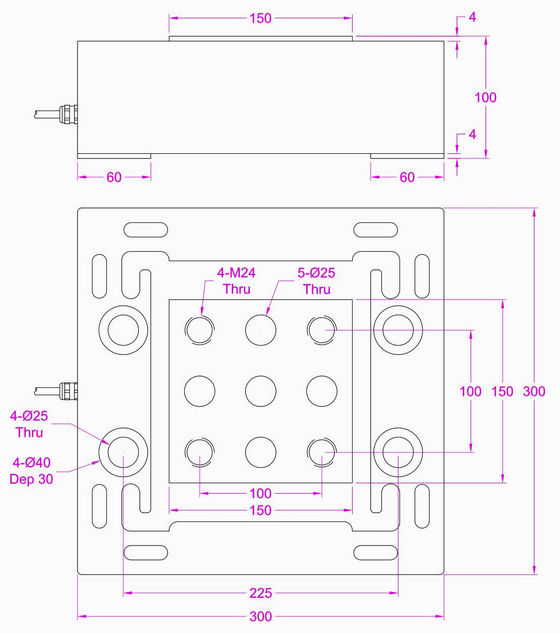 triaxial load cell 45klb 22.5k lbf 11.2klb