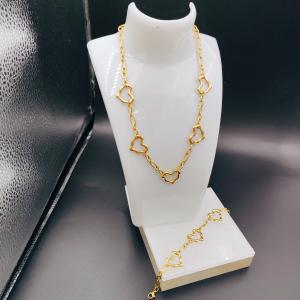 China Trendy High Polish Newest Gold Color Stainless Steel Earring ,Necklace , Bracelet Sets For Lady wholesale