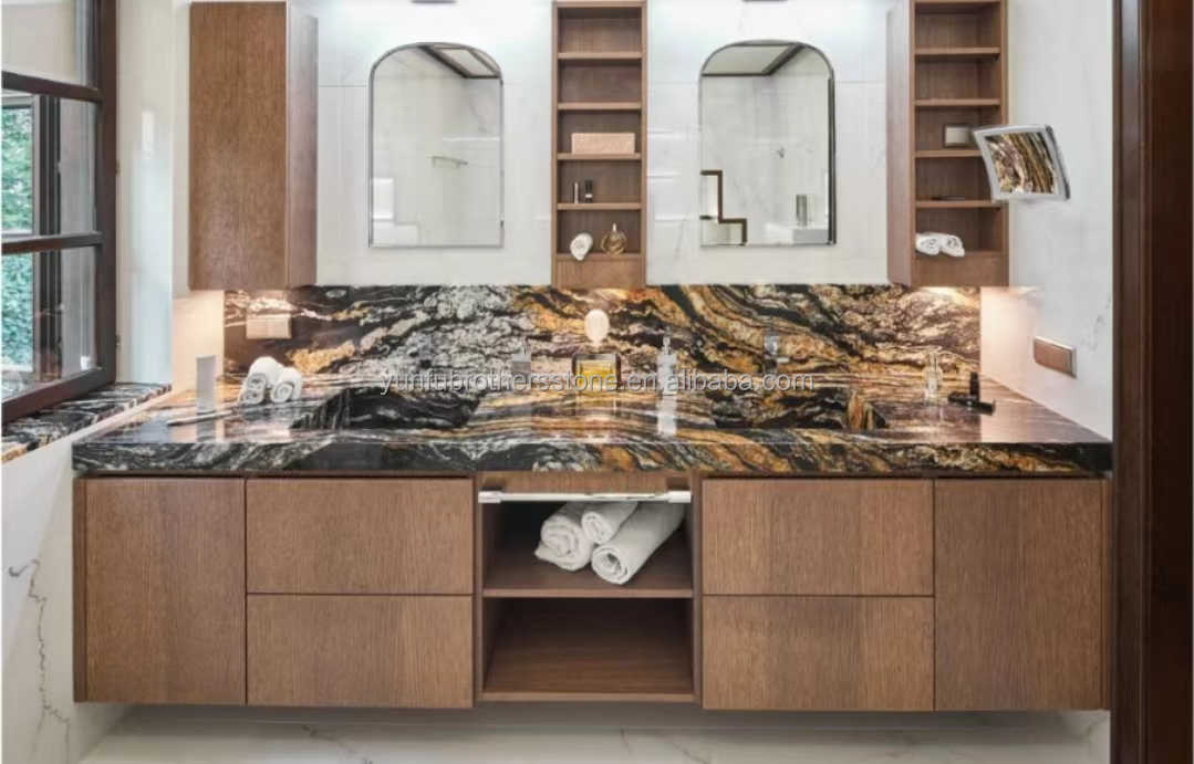 Chinese Granite Luxury Kitchen Countertop with Polished Black Gold Stone