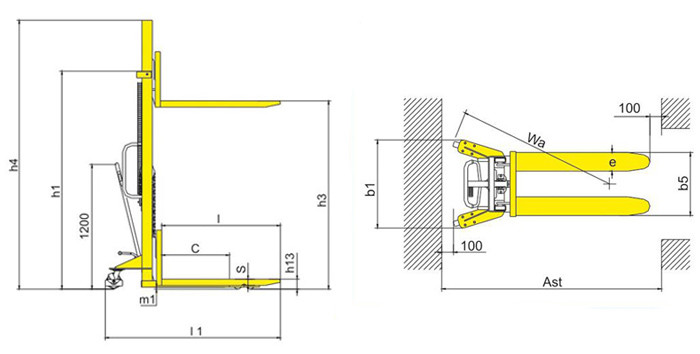 1500kg Capacity Manual Pallet Stacker For Short Distance Transportation