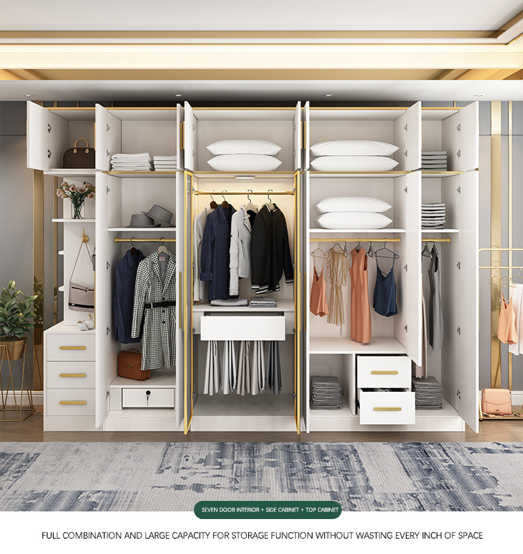 Home Modern Bedroom Furniture MDF Panel Freestanding Wardrobe Cabinet