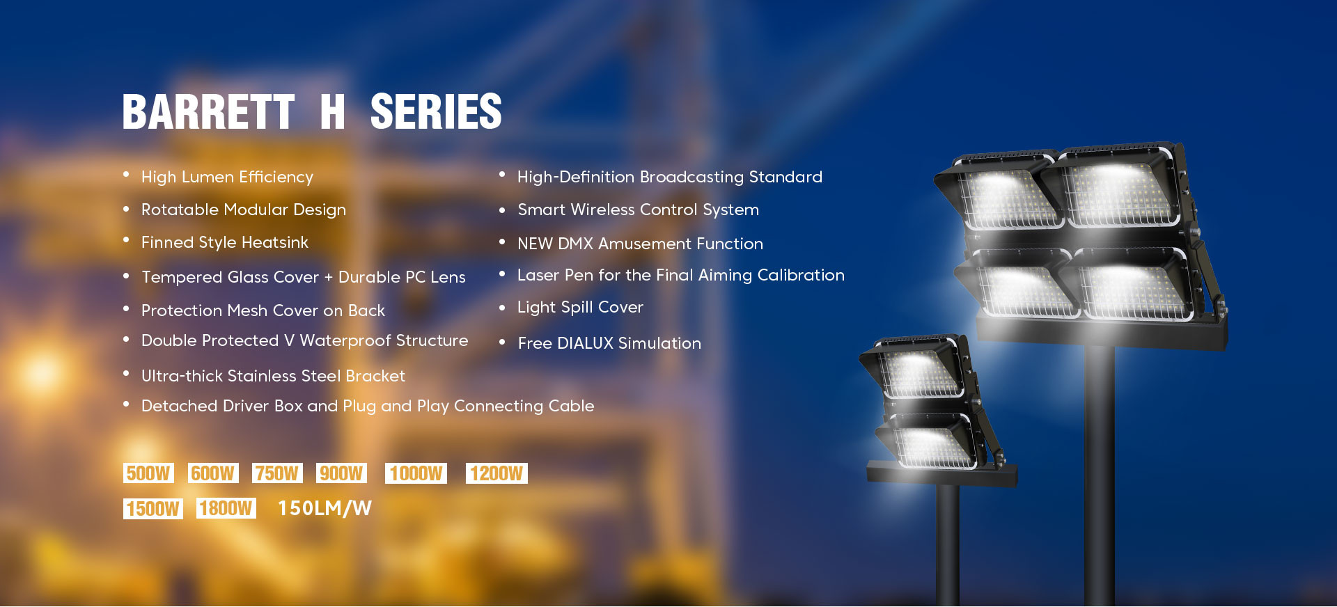 AC90 - 305V Outdoor LED Stadium Lights 600W LED Sports Lighting