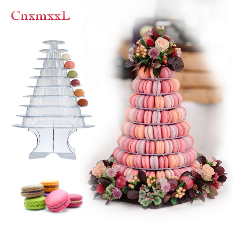 Classic Plastic 10 Tier Macaron Tower Pyramid Macaron Stand Case