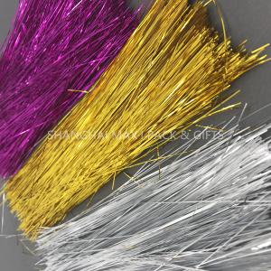 China Brown Colored Plastic Shredded Tissue Paper For Gift Baskets PE Metallic Decoration wholesale