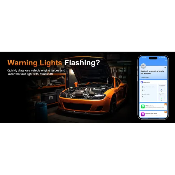 Xtruck 819 Handheld Automotive OBDII Diagnostic Scanner VIN Reading and Battery Status Monitoring Tool for Post-2000 Vehicles