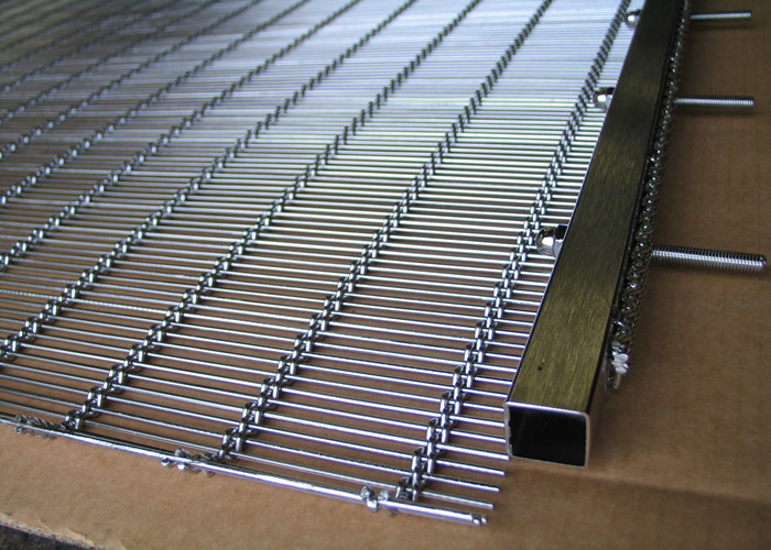 Exterior Wall Cladding Metal Mesh , Stainless Steel Cables Mesh Sunshades Screen