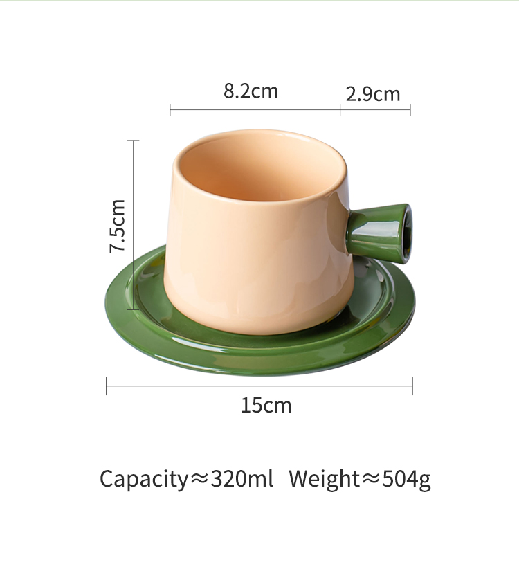 Porcelain Morandi Color Ceramic Tea Cup Set With Spoon Modern Design Style And Saucer
