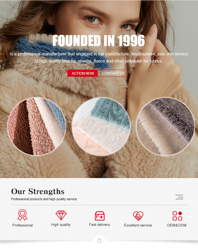Home Bed Soft Faux Fur Fabric for Women's Winter Coat Polyester Stripe Embossing Fabric