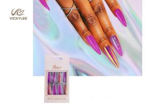 China Long Stiletto Ballerina Glossy Purple DIY Fake Nails Non Toxic wholesale