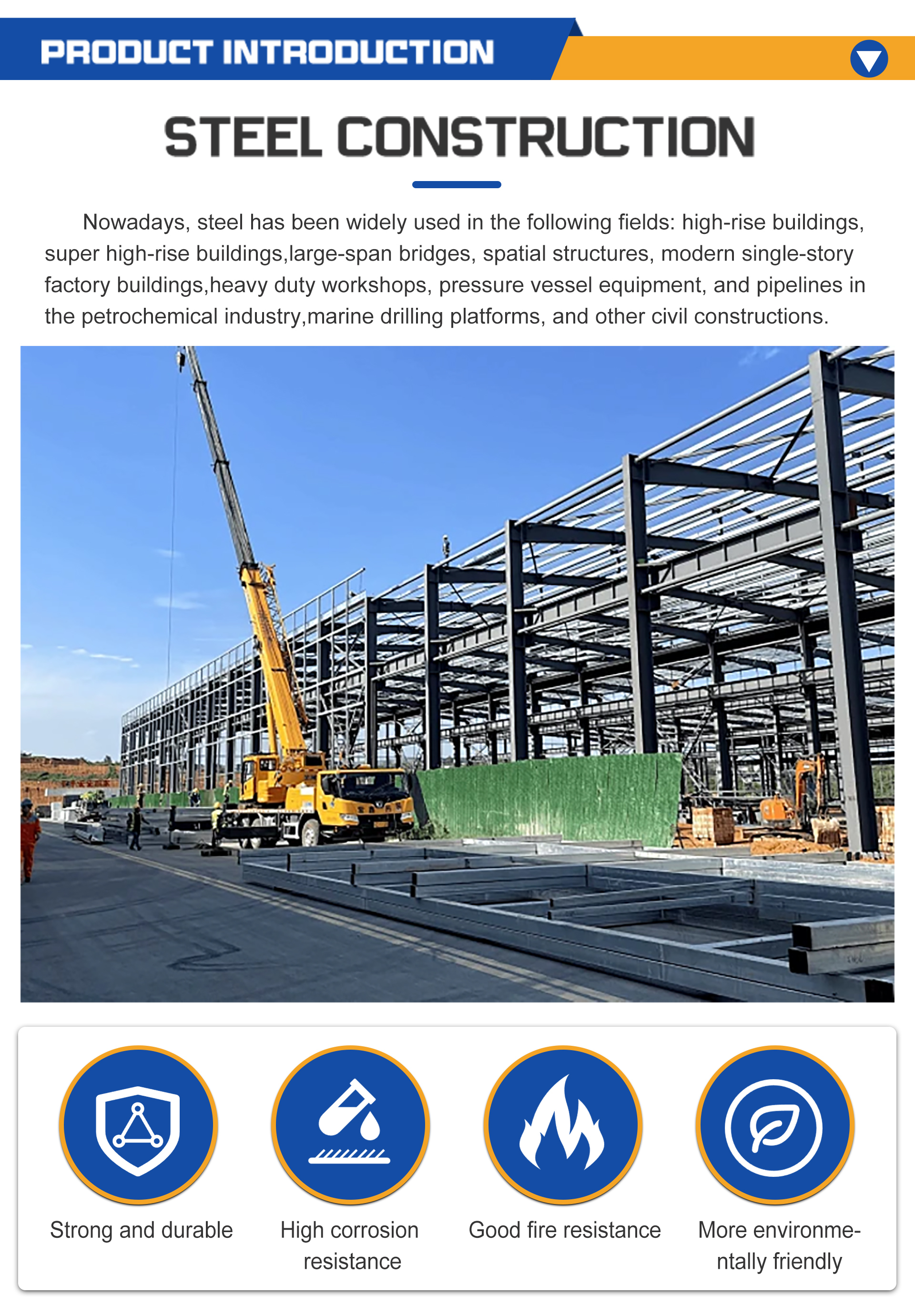 Strong Steel Structure Construction Customizable Bolted Or Welded Method