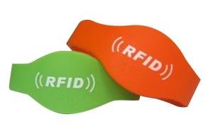China Soft PVC RFID Wristband Monza 5 Chip ISO14443A RFID Silicone Bracelets wholesale