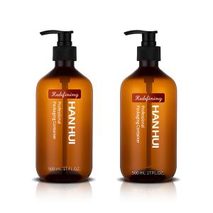China 500ML Amber Color PET PCR Plastic Pump Bottle For Hair Care Shampoo wholesale