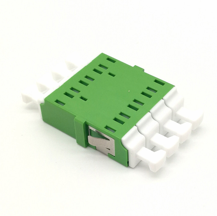 High Density Fiber Optic Connector LC APC 4cores Inner Shutter Quad LC To LC single mode fiber adapter, green color