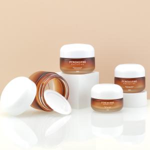 China OEM Cream Glass Jars Luxury Cosmetic Packaging With Dome Cap wholesale