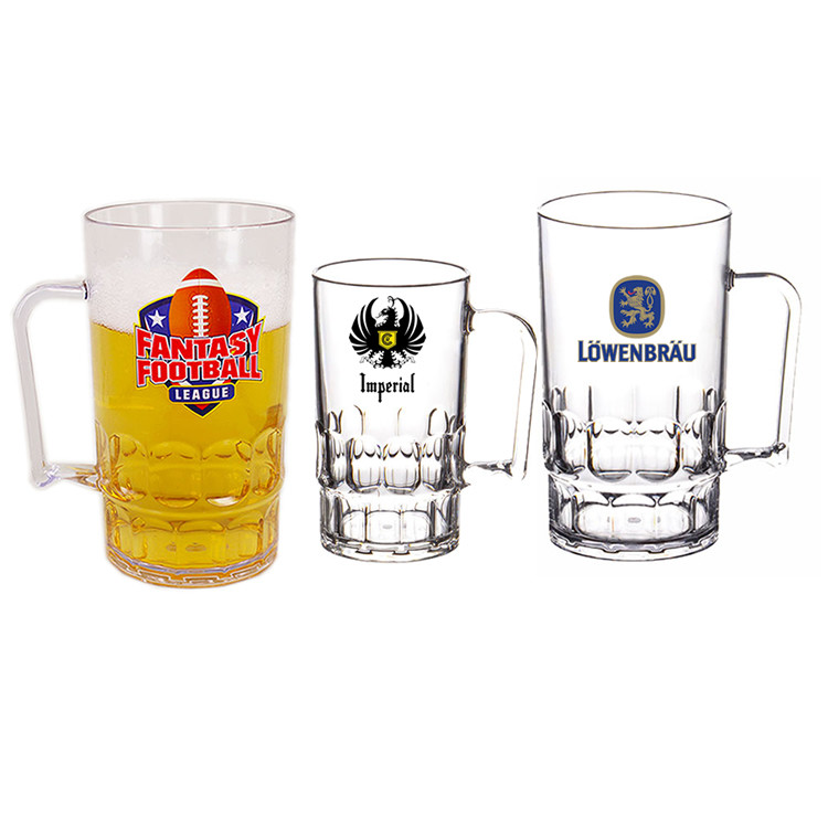 Solid Color Plastic Beer Glasses Traditional Beer Mug With Handle