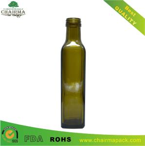 China 250ml Antique Green Square Glass Bottle for Olive Oil wholesale