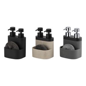 China Sand Stone Kitchen Cooking Utensil Caddy Lotion Dispenser 3N1 Black Grey Sand Color wholesale