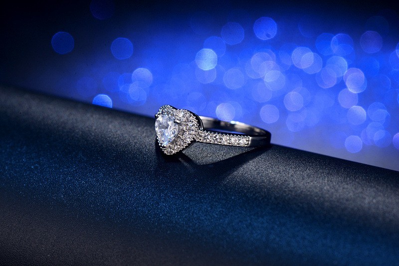 Luxury Princess Heart Shape Ring Cubic Zircon Wedding Rings for Women New Design Engagement Fashion Ring Jewelry