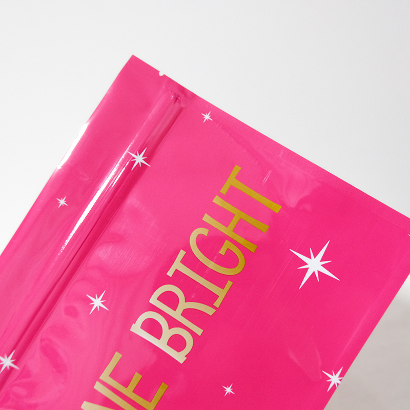 Pink Beauty Lip Gloss Packaging Waterproof Plastic Zipper Bag Gravure Printing