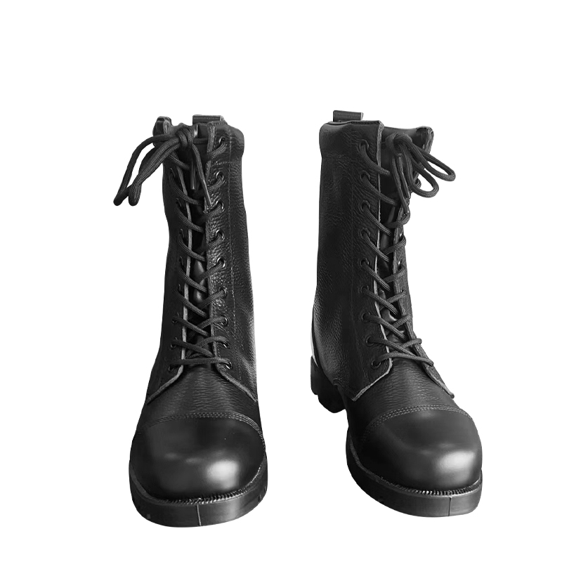 Autumn Men's Black Cowhide Leather Boots with Rubber Outsole Shoe heel height About 3CM