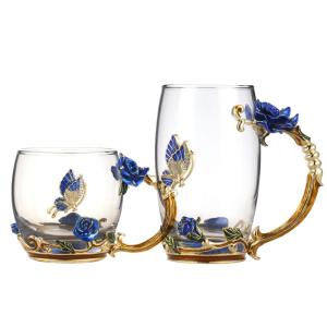 China Home Decorations Crafts 350ml Enamel Tea Cup For Birthday Christmas Gift wholesale