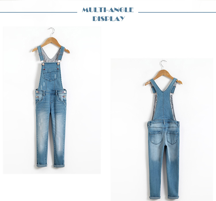 Fashion Kids Denim Clothes Adjustable Shoulder Strap Overall Denim Jeans For Girls