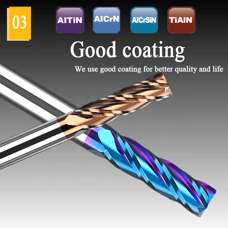 1 / 4 Inch CNC Solid Down Cut Brazed Tungsten Carbide End Mill Wood Roughing