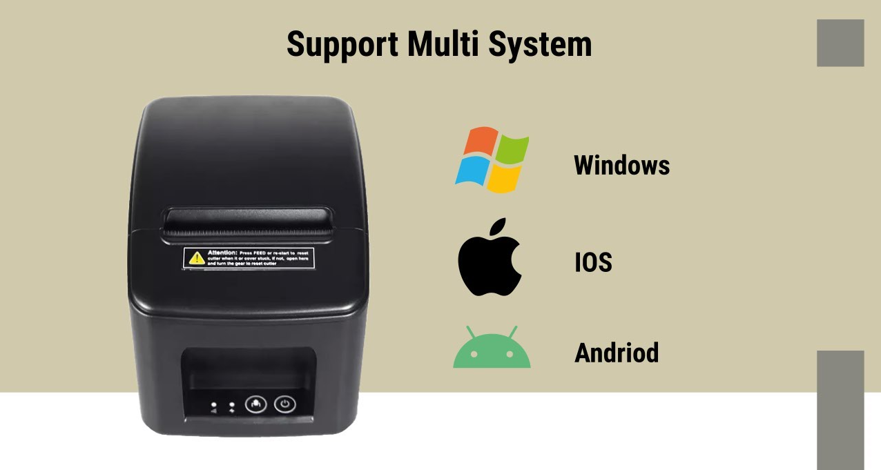 Fast Food Direct Thermal Receipt Printer with Printing Speed and Automatic Cutter