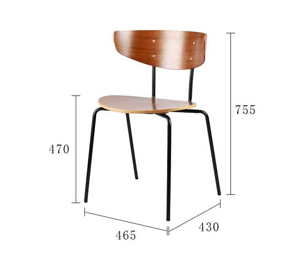 Modern European Minimalist Nordic Dining Chair Metal Legs Iron 75.5CM