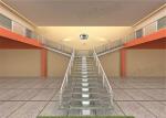 Anti Slip Straight Flight Staircase Clear Glass Tread Stairs With Led Light