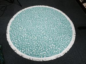 China 100% cotton round velour printed beach towel with tassel wholesale