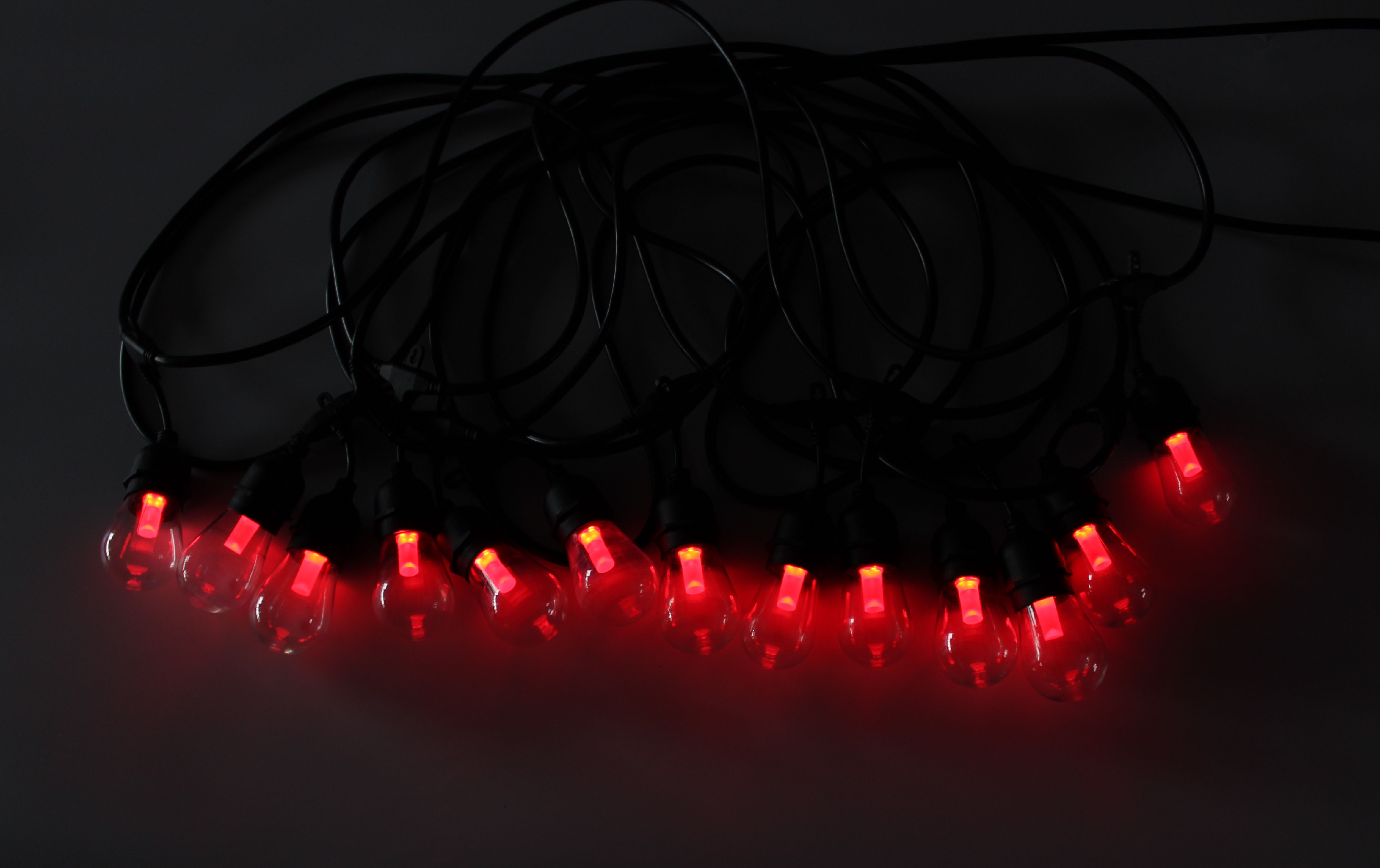 LED Cafe lights with Tuya APP Wifi smart RGBW String Lights 48ft 24sockets hanging lights for patio comme