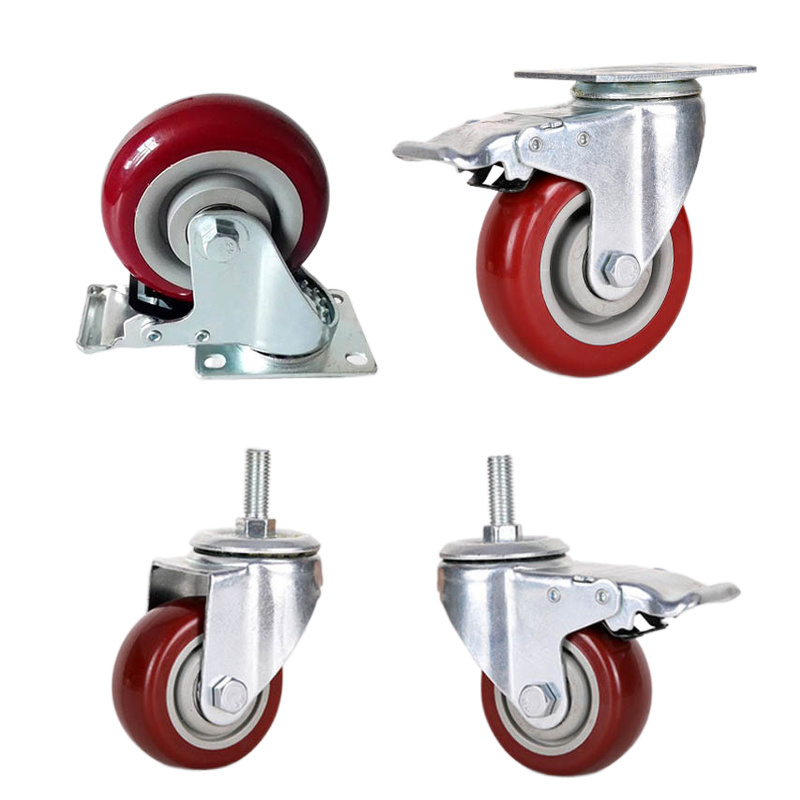 3inch 4inch 5inch Red PVC Industry Medium Duty Caster Wheels